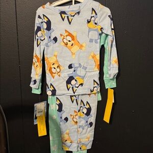 Bluey Kids Pajama Set - Blue and Green